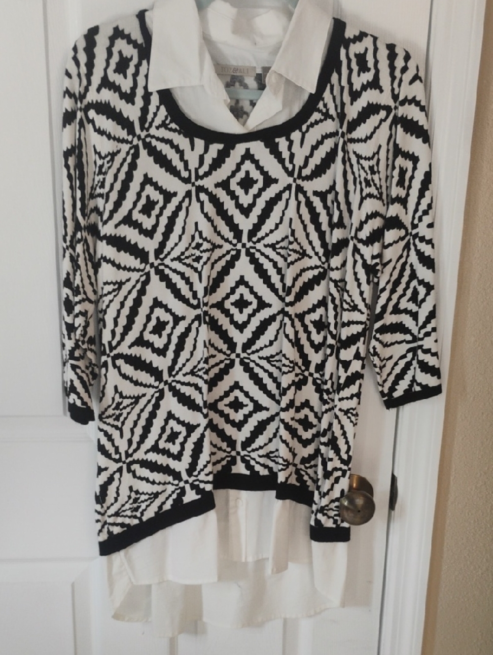 Roz & Ali Vintage Faux Button Down Sweater Shirt Size 1X